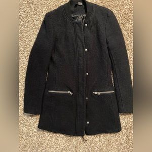 H&M Black Zip/Button Up Wool Coat